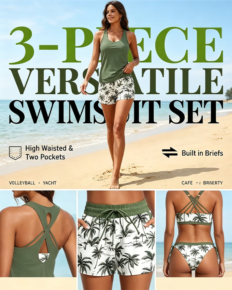 HARPER | THREE-PIECE TANKINI & COVER-UP SET