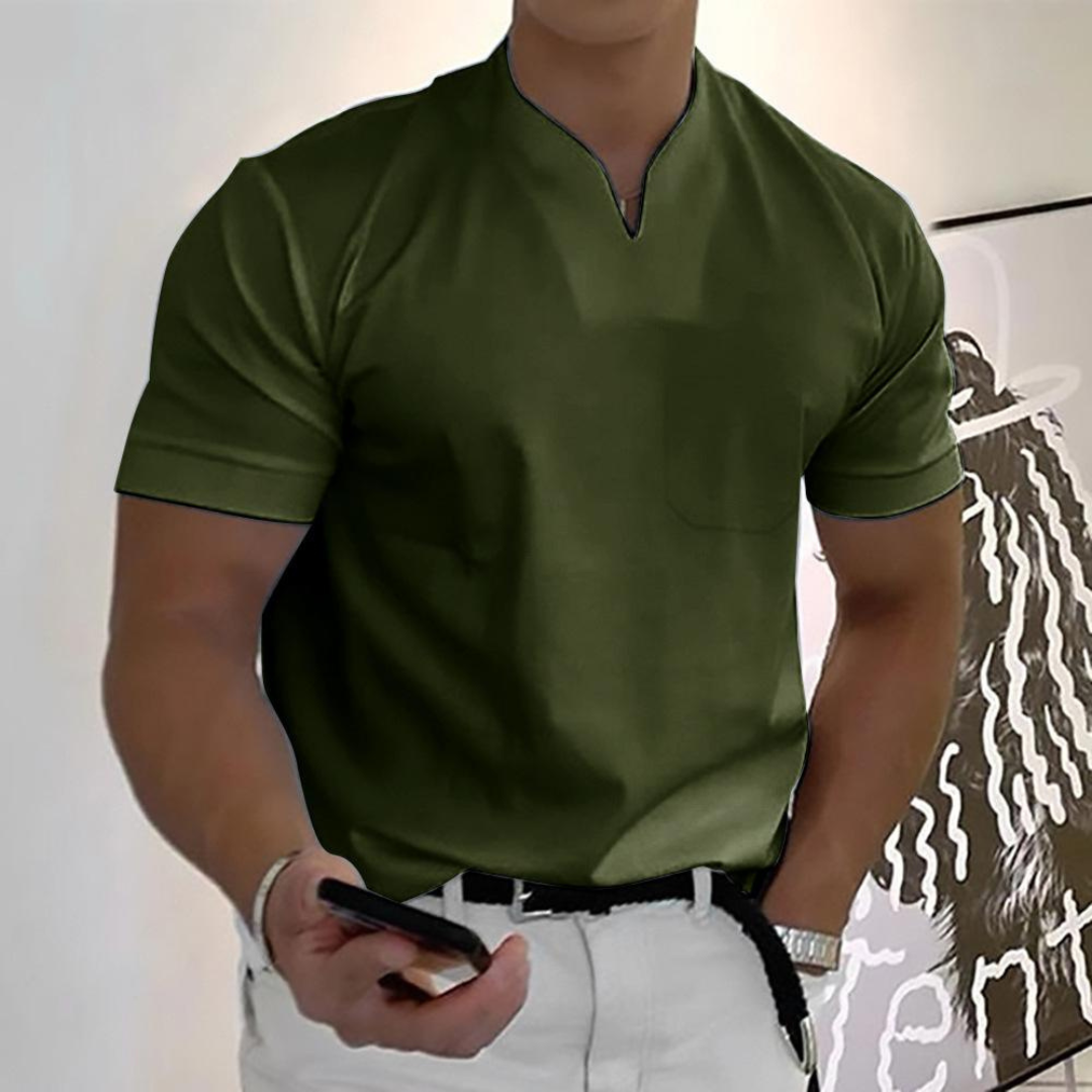 Men’s Elegant Henley Polo Shirt | Short Sleeve