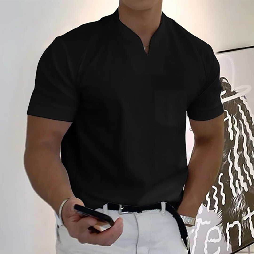 Men’s Elegant Henley Polo Shirt | Short Sleeve