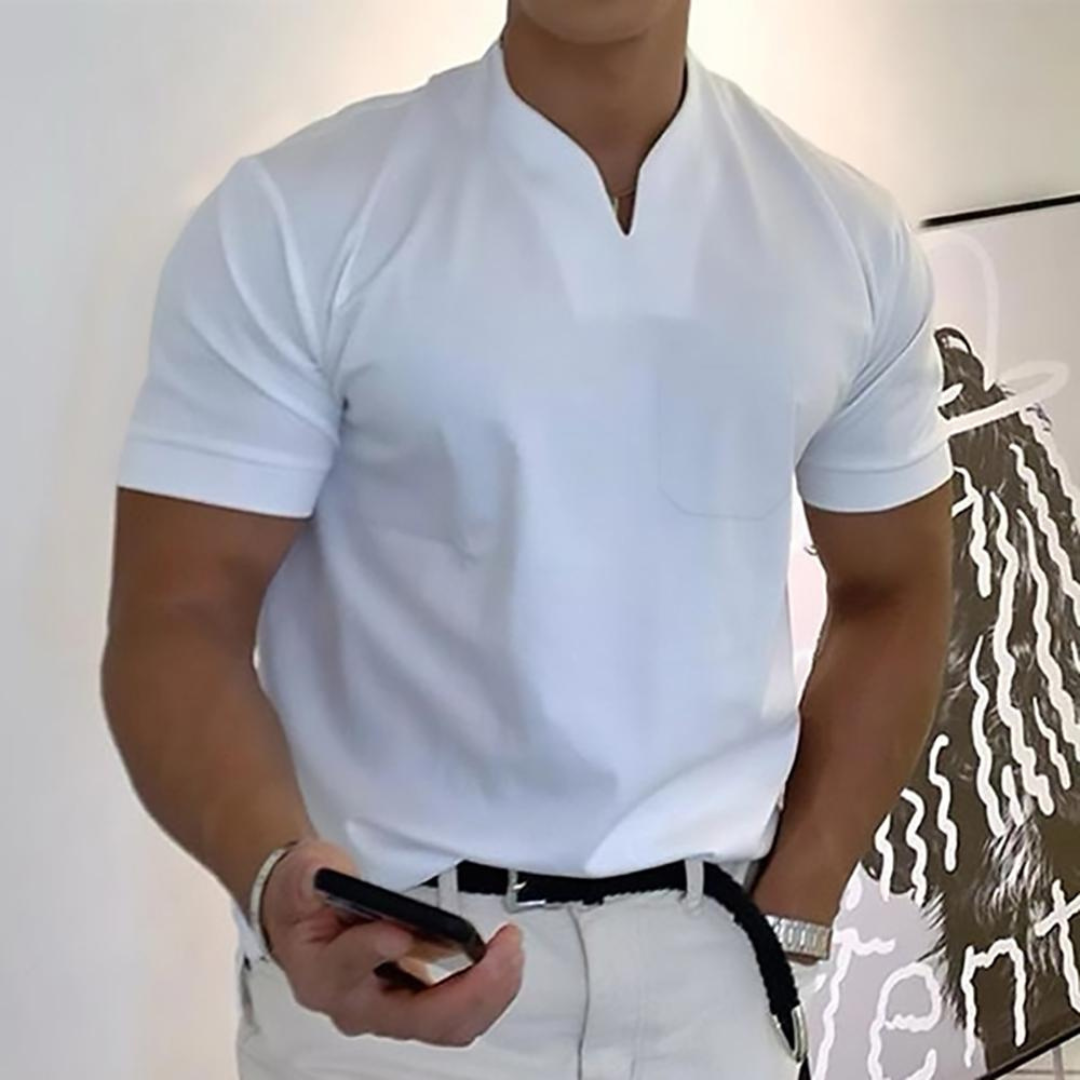 Men’s Elegant Henley Polo Shirt | Short Sleeve