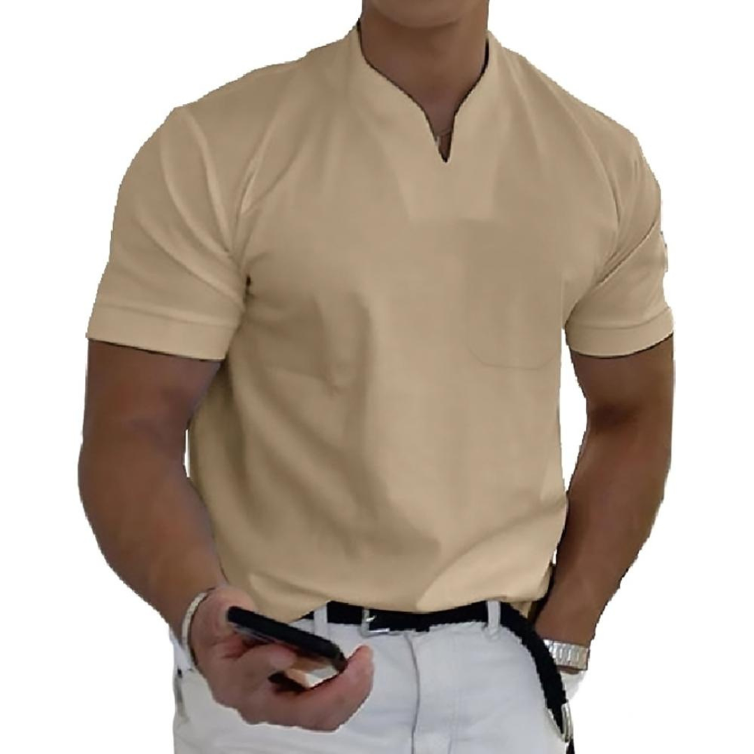 Men’s Elegant Henley Polo Shirt | Short Sleeve