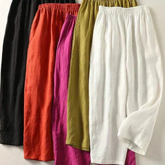 Set of five lightweight trousers, assorted solid colors, elastic waist
