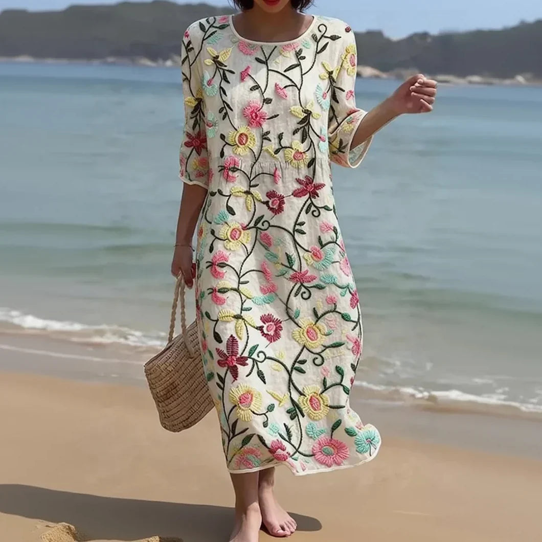 Tummy Safe Floral Midi Dress