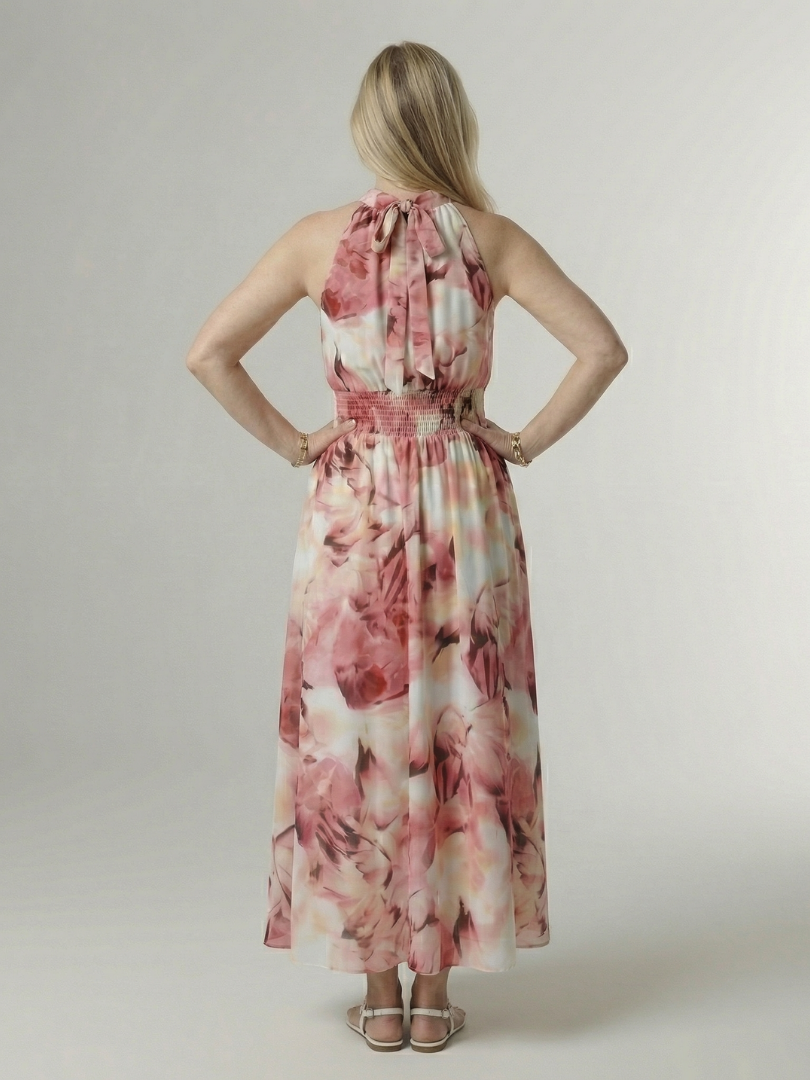 JEAN | GATHERED HALTER MIDI DRESS