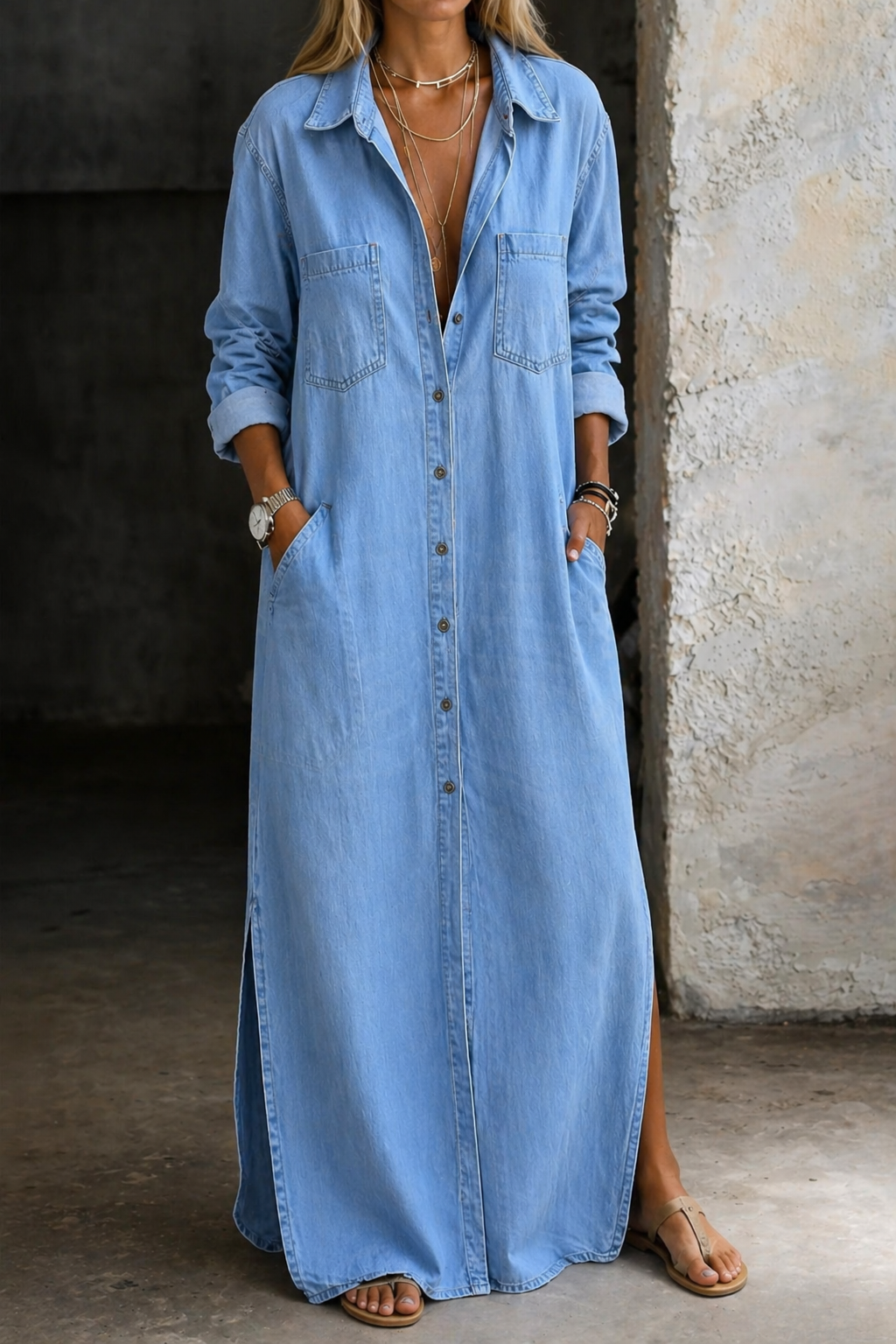 JEAN | DENIM BUTTON-DOWN DRESS