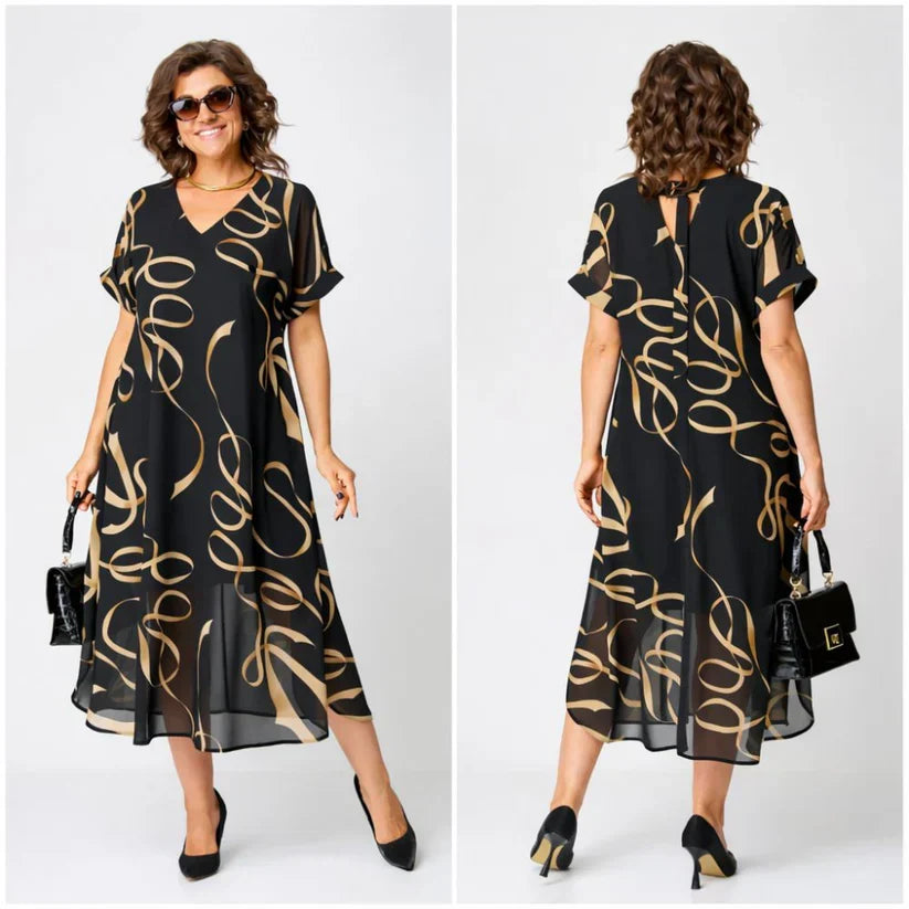 MAVIS | NAVY POLKA DOT CHIFFON MIDI DRESS