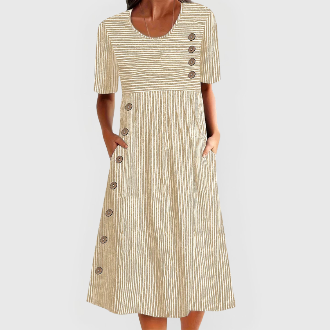 DAISY | BREATHABLE STRIPE MIDI DRESS