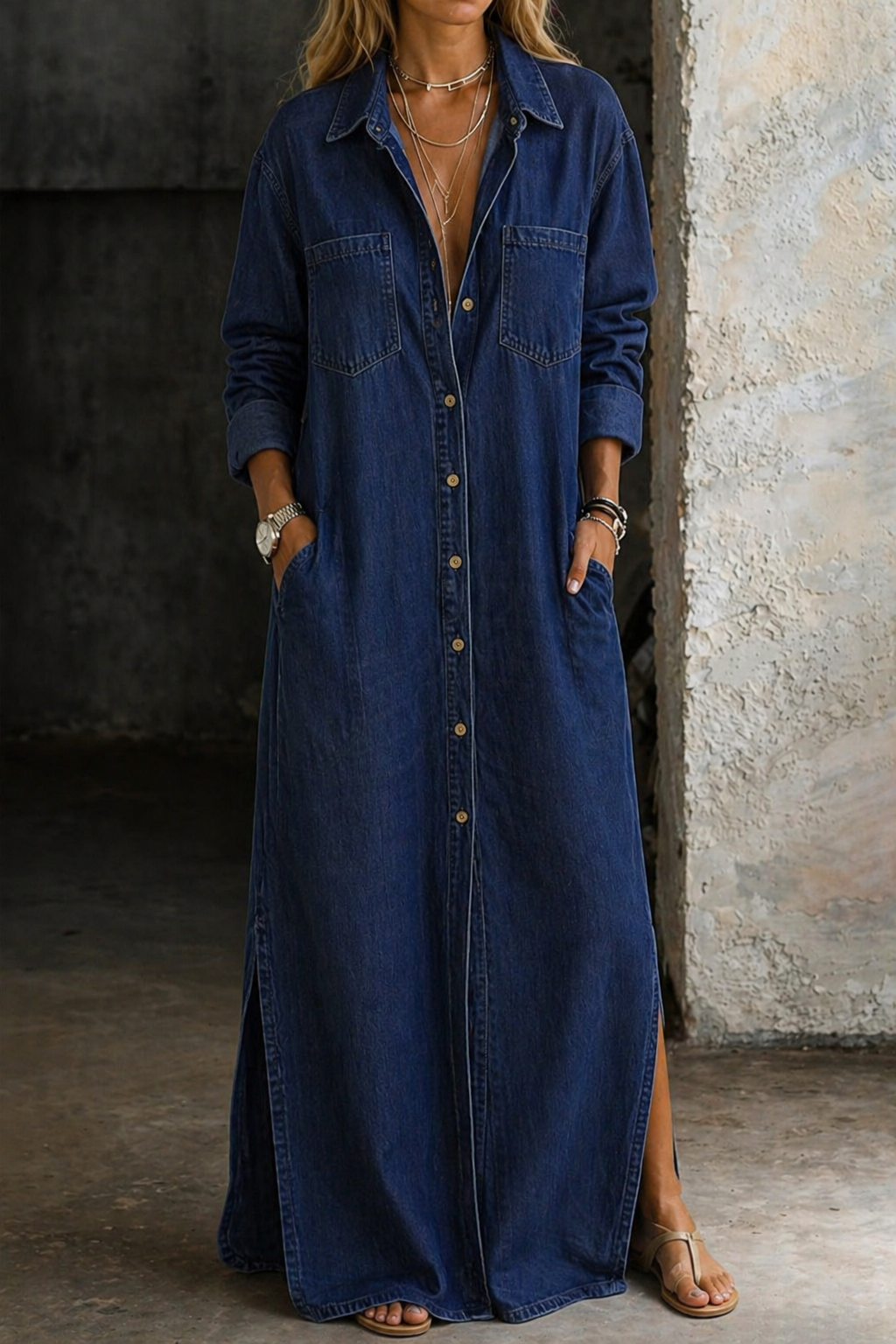 JEAN | DENIM BUTTON-DOWN DRESS