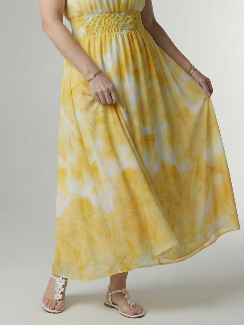 JEAN | GATHERED HALTER MIDI DRESS