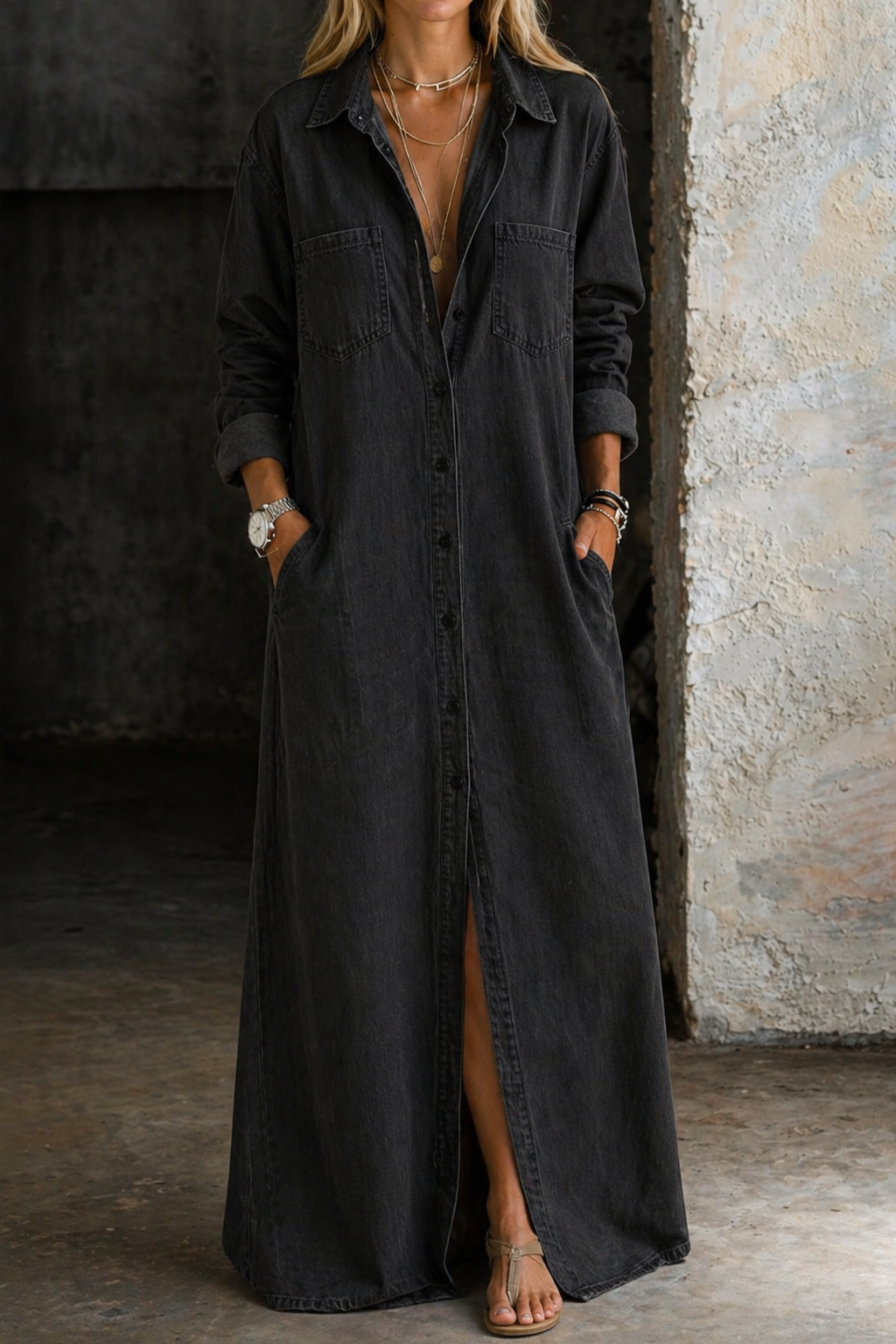 JEAN | DENIM BUTTON-DOWN DRESS