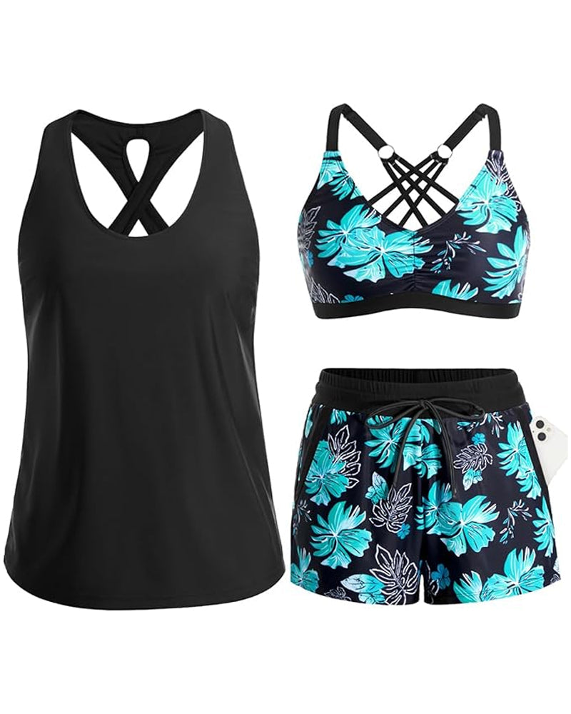 HARPER | THREE-PIECE TANKINI & COVER-UP SET