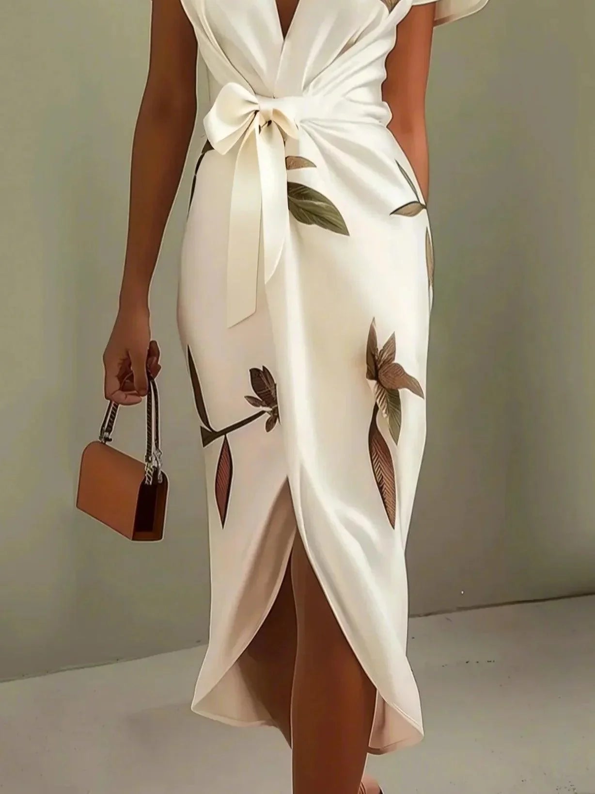 White Leaf Midi Dress