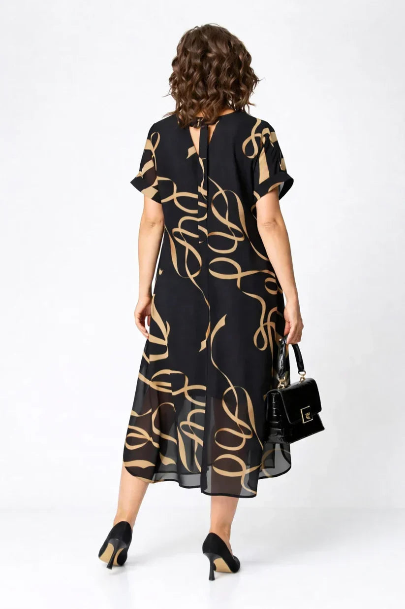MAVIS | NAVY POLKA DOT CHIFFON MIDI DRESS