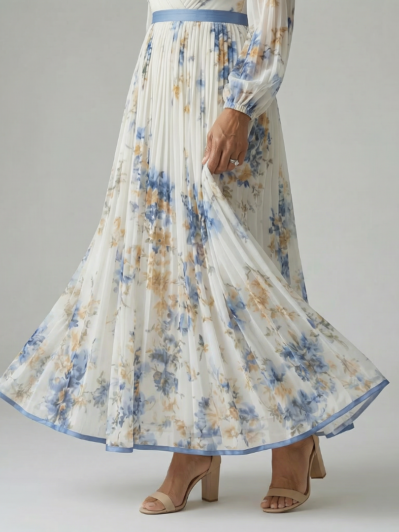 JEAN | PLEATED WRAP MIDI DRESS