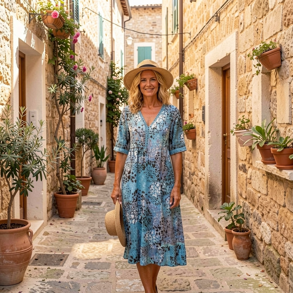 RACHEL | ELEGANT PRINTED MIDI DRESS