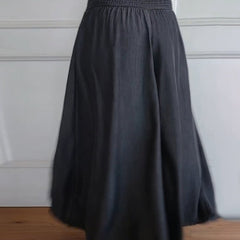 Grey relaxed-fit trousers, elastic waist, full wide legs