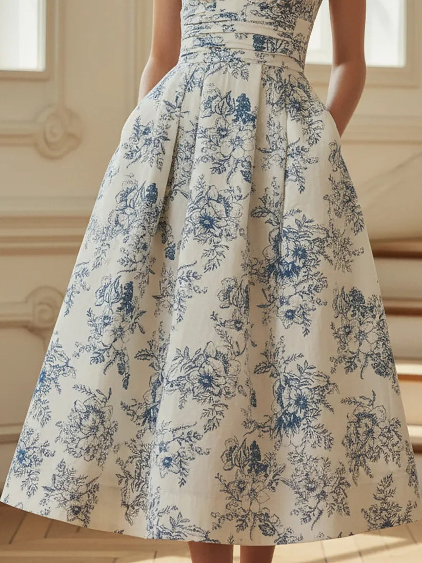 Vintage Floral Midi Dress