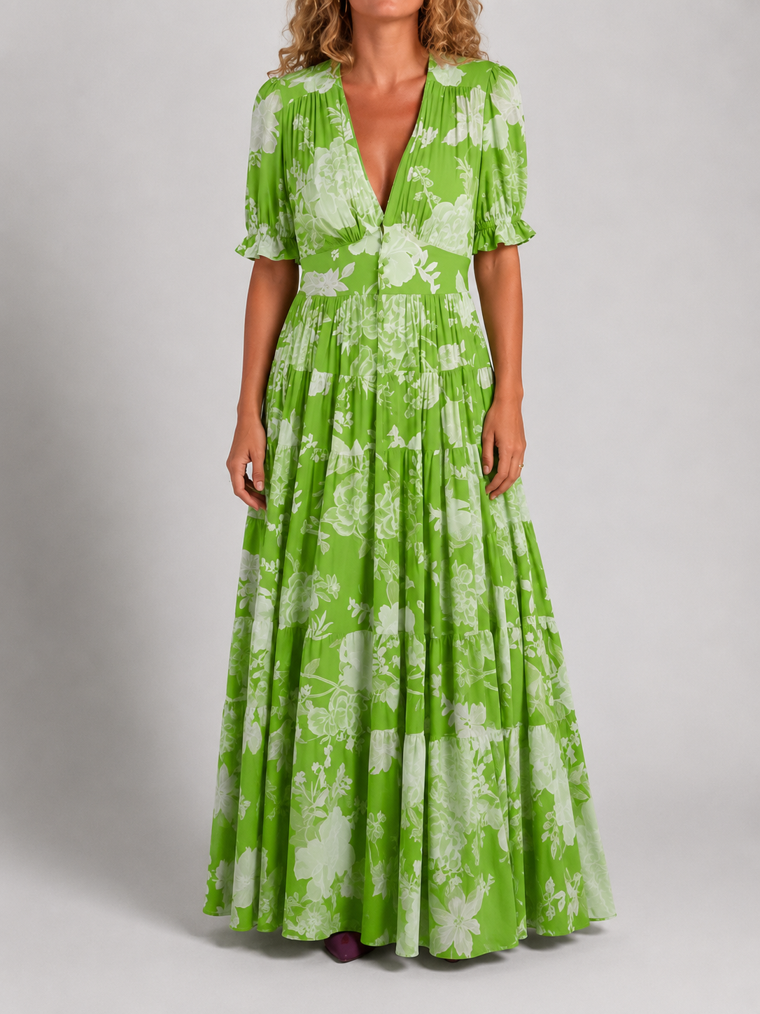 ELEANOR | ELEGANT FLORAL V-NECK DRESS