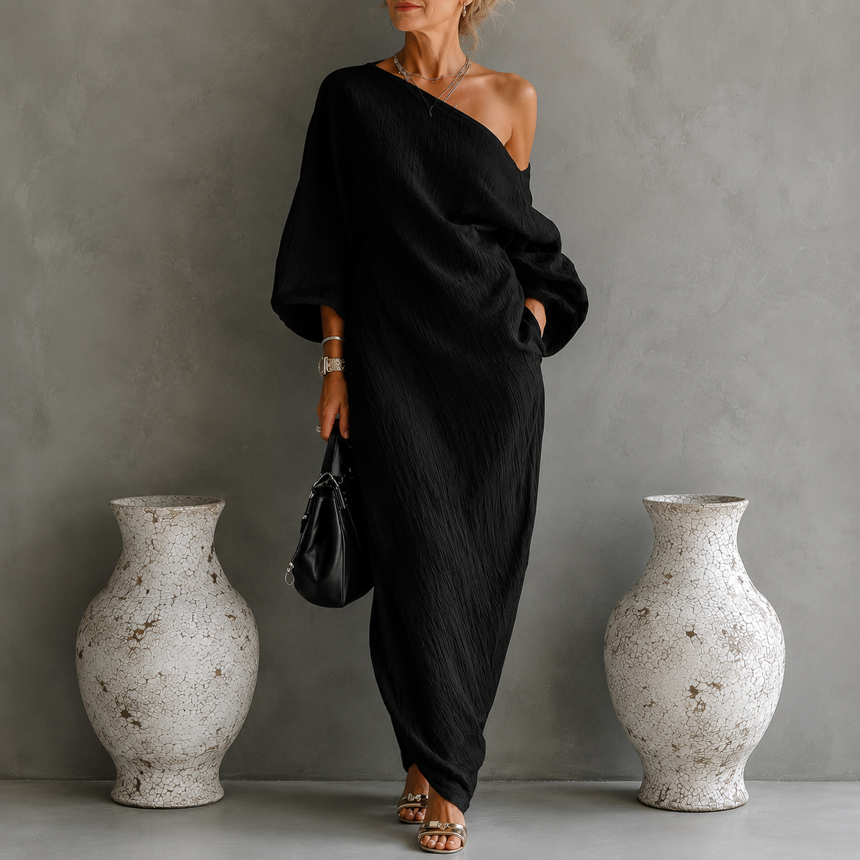 ROSE | ELEGANT ONE-SHOULDER MAXI DRESS
