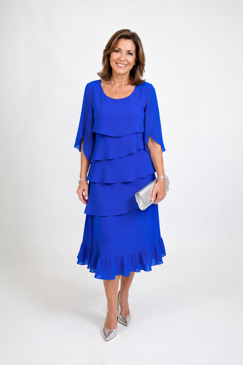 Anna Elegant Ruffle Midi Dress