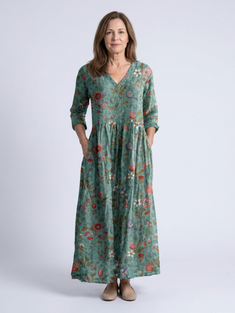 MARGARET | FLORAL V-NECK MAXI DRESS