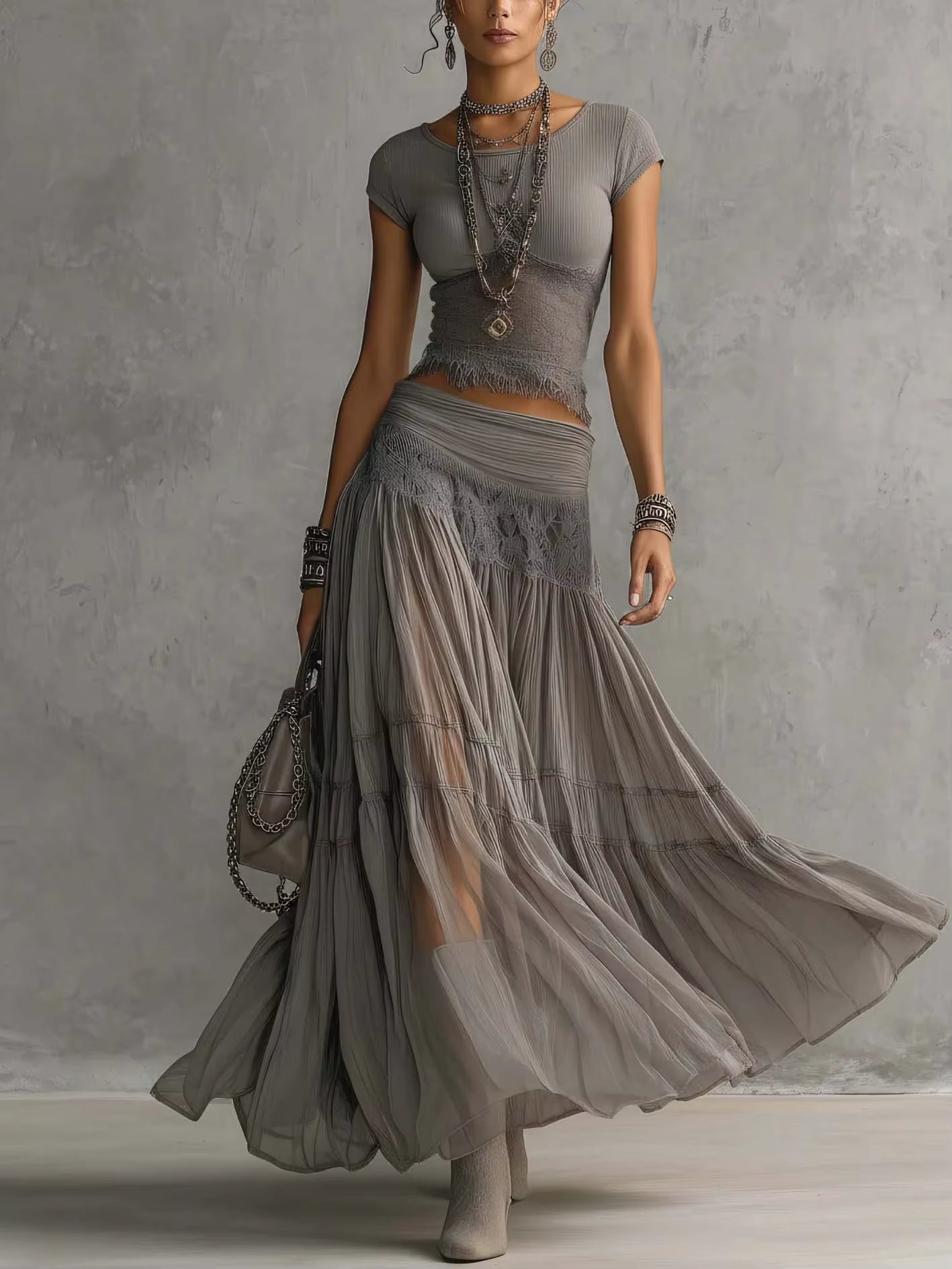 ROSINA | COMPLETO ELEGANTE CON GONNA MAXI