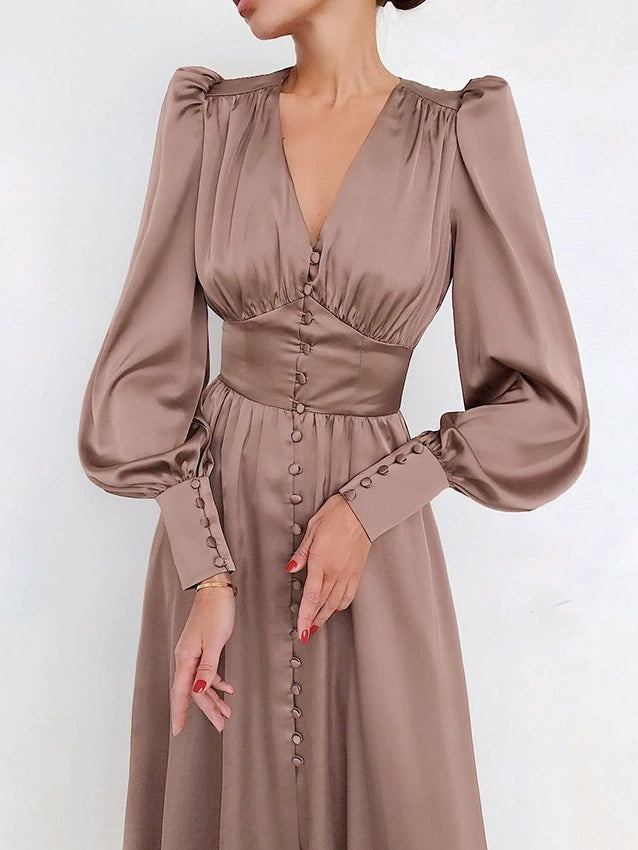 V Neck Midi Dress