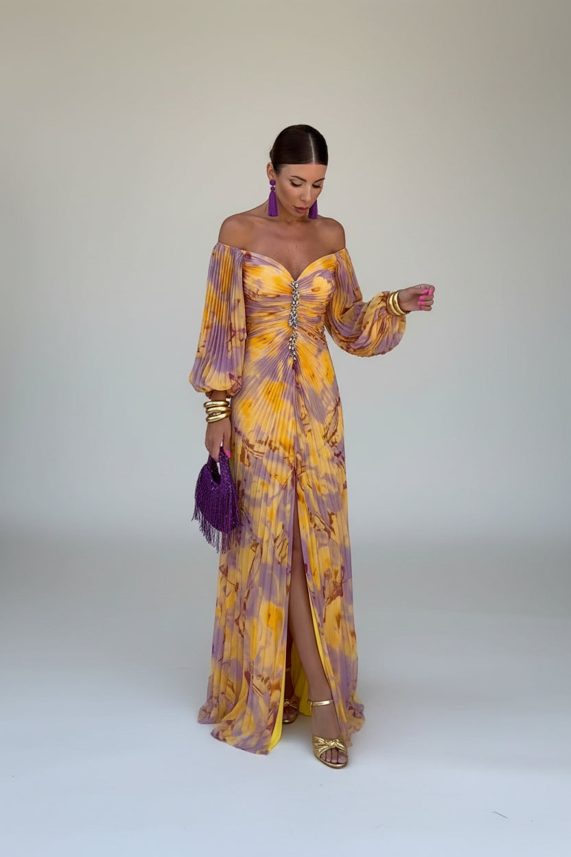 Gregoria™ | Abito lungo a fiori con scollatura profonda