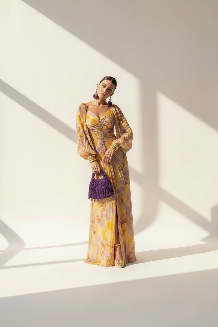 Gregoria™ | Abito lungo a fiori con scollatura profonda