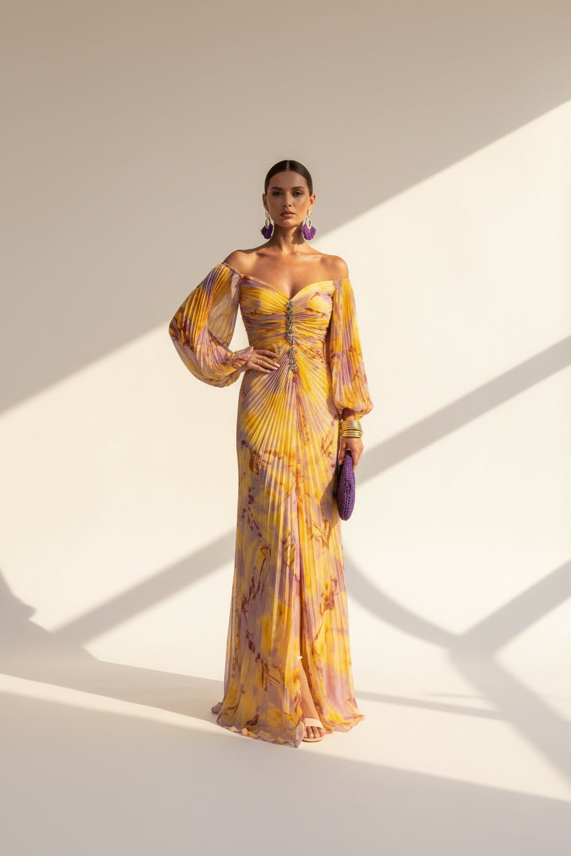 Gregoria™ | Abito lungo a fiori con scollatura profonda