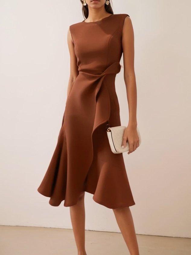 Sleeveless A-line Midi Dress