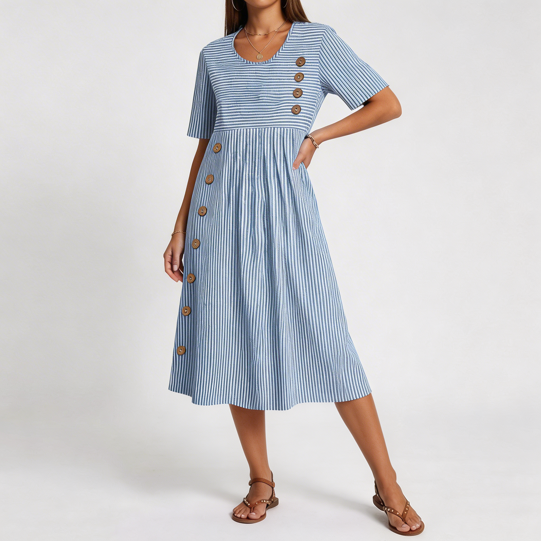 DAISY | BREATHABLE STRIPE MIDI DRESS