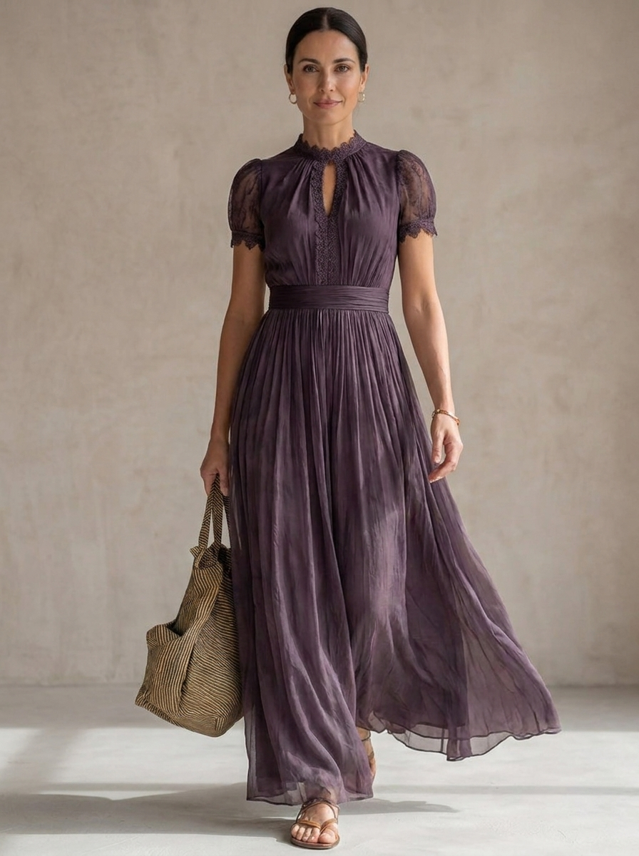 Primrose™ | Abito Maxi con Dettagli in Pizzo