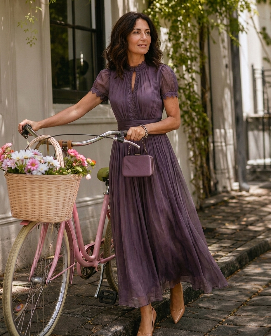 Primrose™ | Abito Maxi con Dettagli in Pizzo